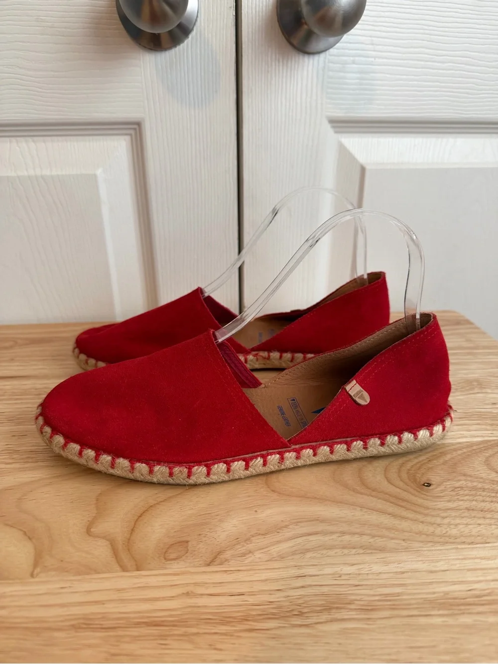 Verbenas Red Suede Espadrille Slip-Ons - Size 38